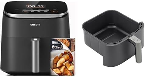 Cosori TurboBlaze Air Fryer 6 Qt, PFAS-Free Ceramic Coating, Dark Gray, 90°-450°F, 5 Level Fan Speeds, 9 in 1 Air Fry, Roast, Bake, Broil, Dry, Frozen