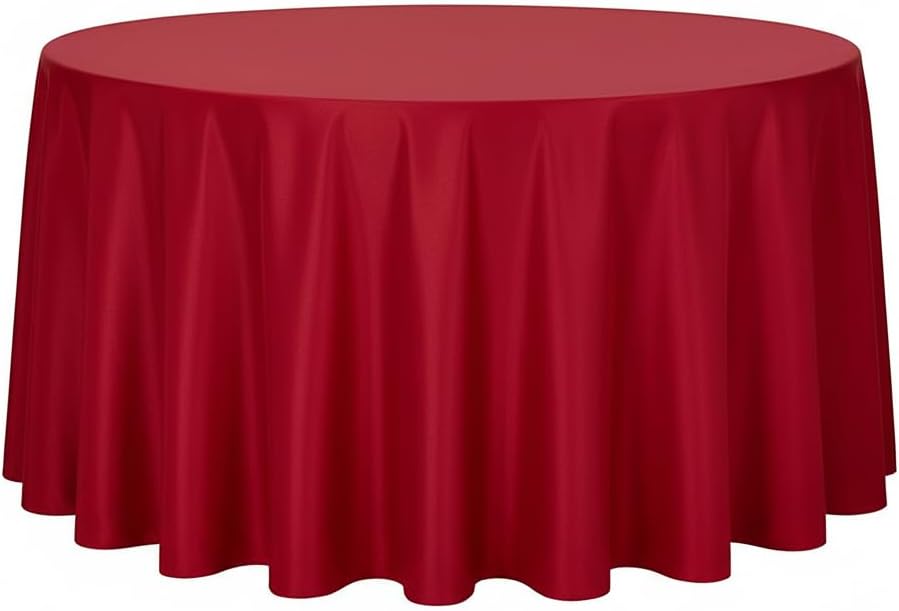 sancua 6 Pack Round Tablecloth 120 Inch White, Stain and Wrinkle Resistant Table Cloth - Washable Polyester Table Cover for Dining Tables