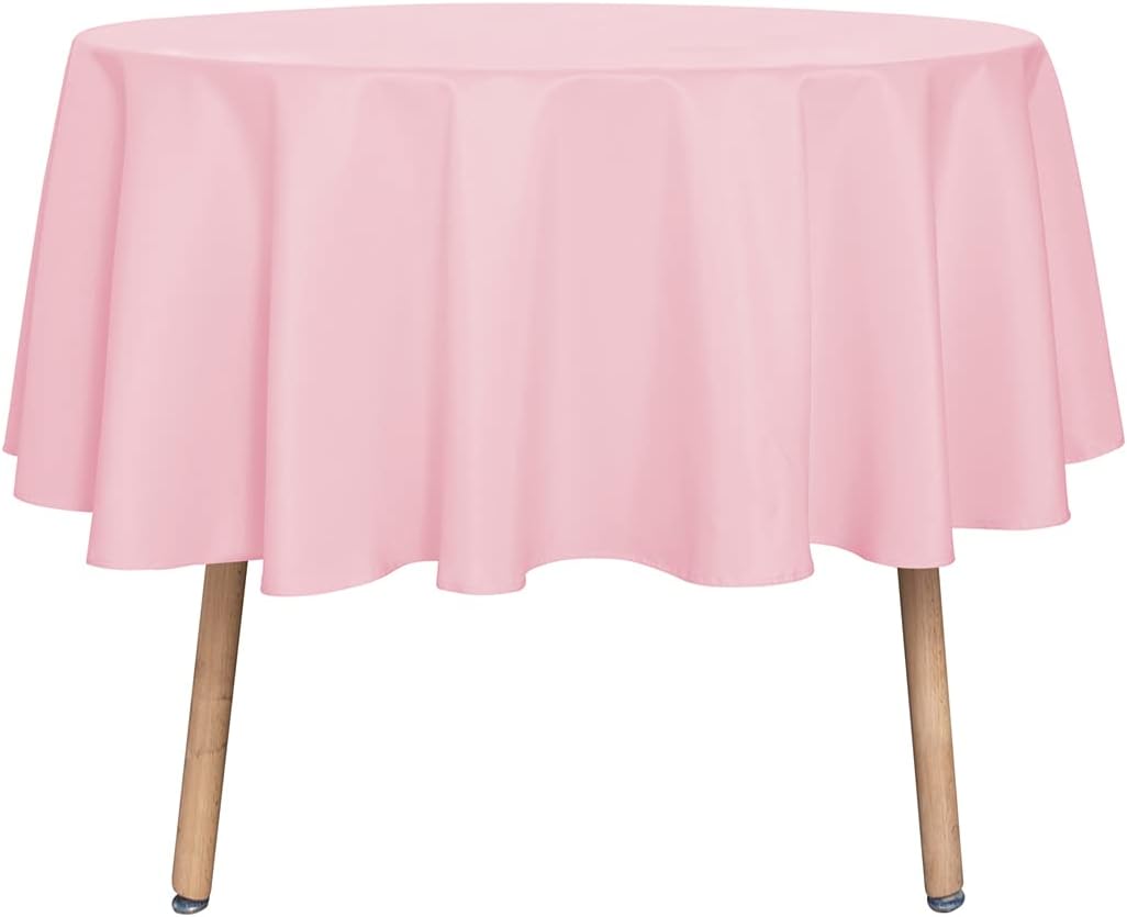 sancua 6 Pack Round Tablecloth 120 Inch White, Stain and Wrinkle Resistant Table Cloth - Washable Polyester Table Cover for Dining Tables
