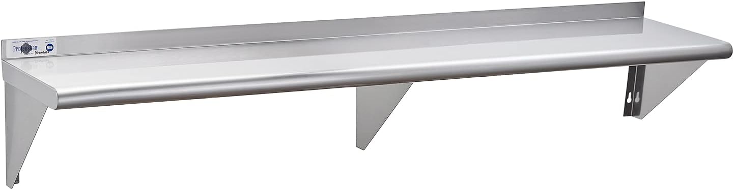 Profeeshaw NSF Stainless Steel Wall Shelf 12x24, Commercial Wall Shelving, Supports up to 230 lb; easy to install and wipe clean, with room for mixers