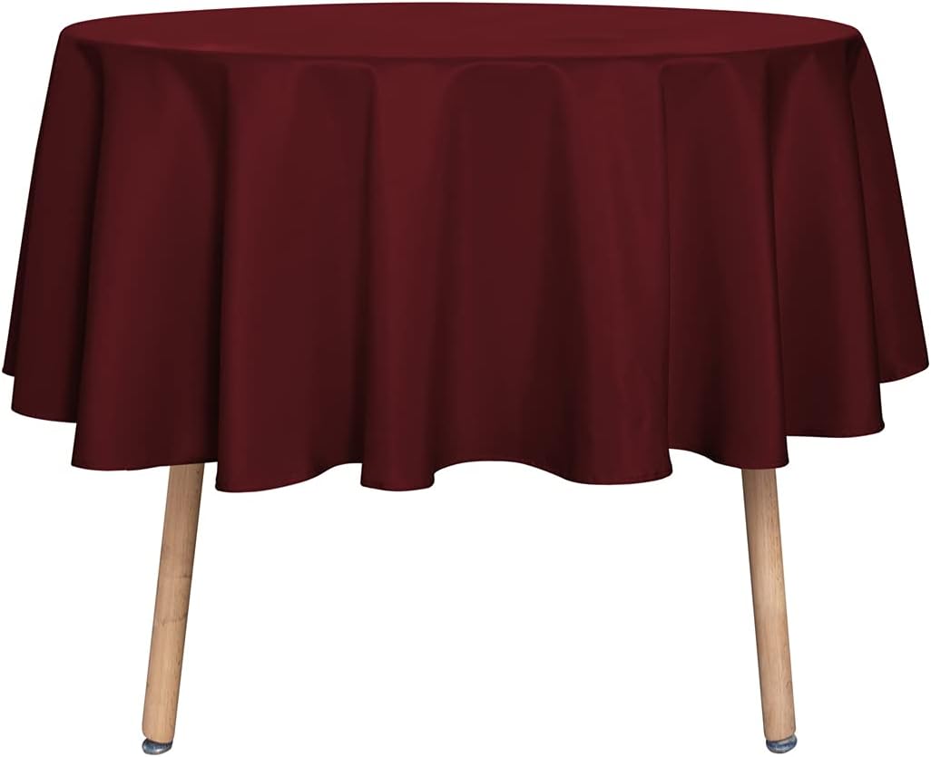 sancua 6 Pack Round Tablecloth 120 Inch White, Stain and Wrinkle Resistant Table Cloth - Washable Polyester Table Cover for Dining Tables