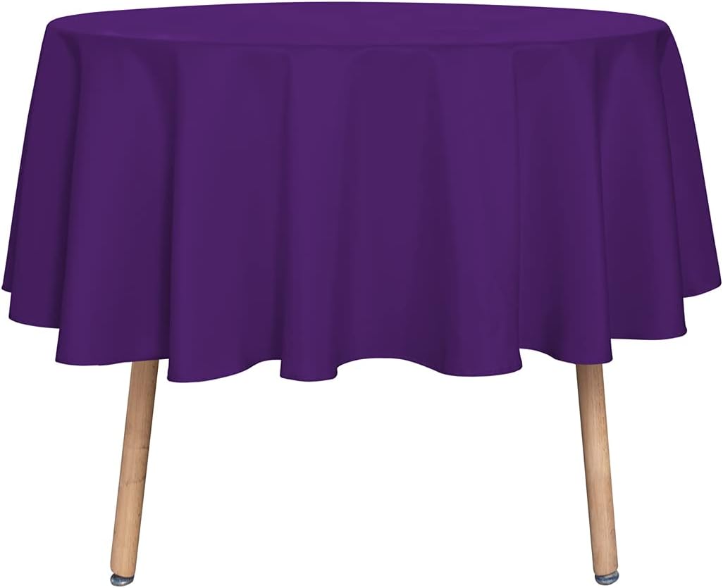 sancua 6 Pack Round Tablecloth 120 Inch White, Stain and Wrinkle Resistant Table Cloth - Washable Polyester Table Cover for Dining Tables