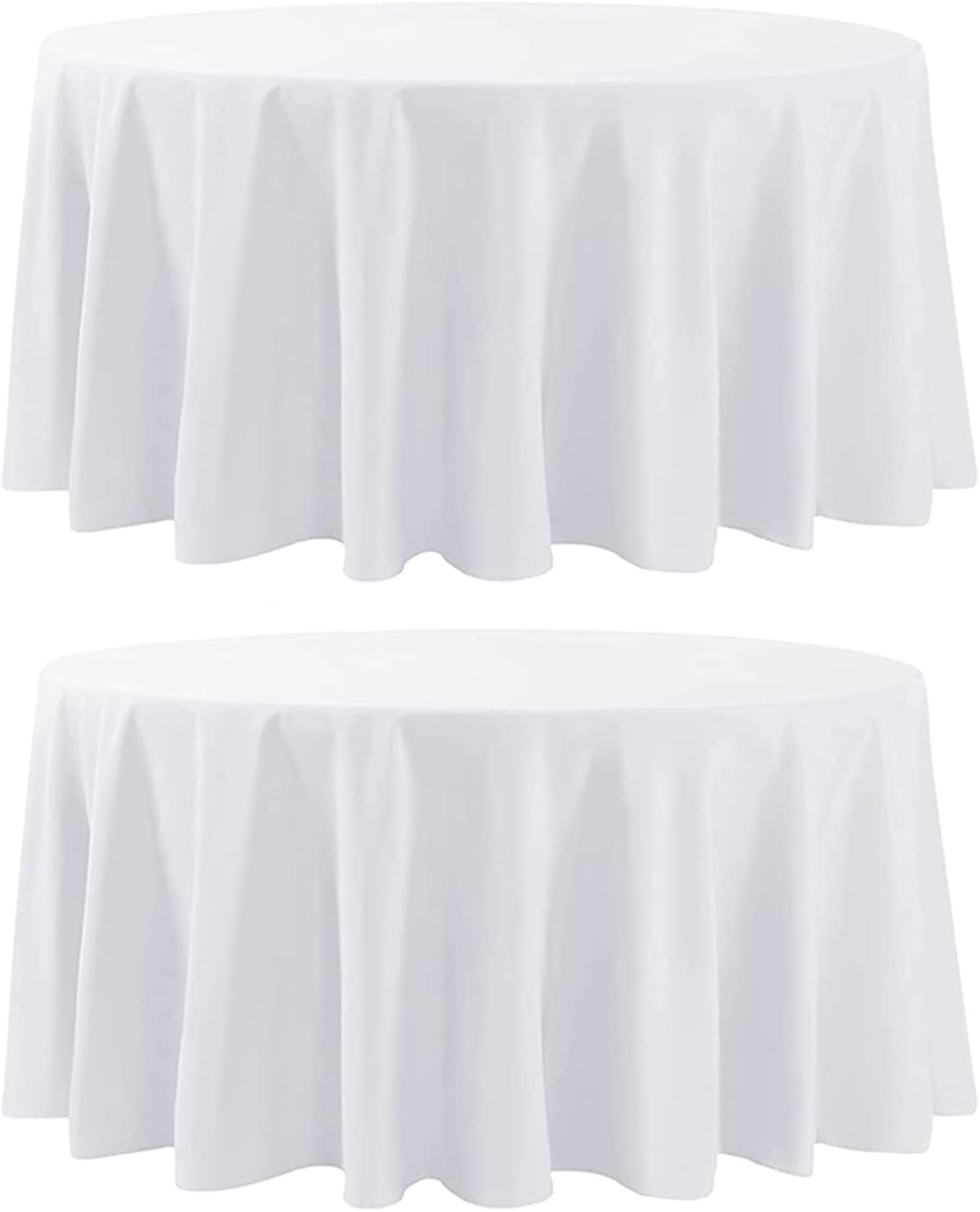 Aocoz Round Tablecloth 120 Inch 6 Pack White Tablecloths Washable Decorative Linen Polyester Table Clothes Cover for Dining Table Banquets Buffet