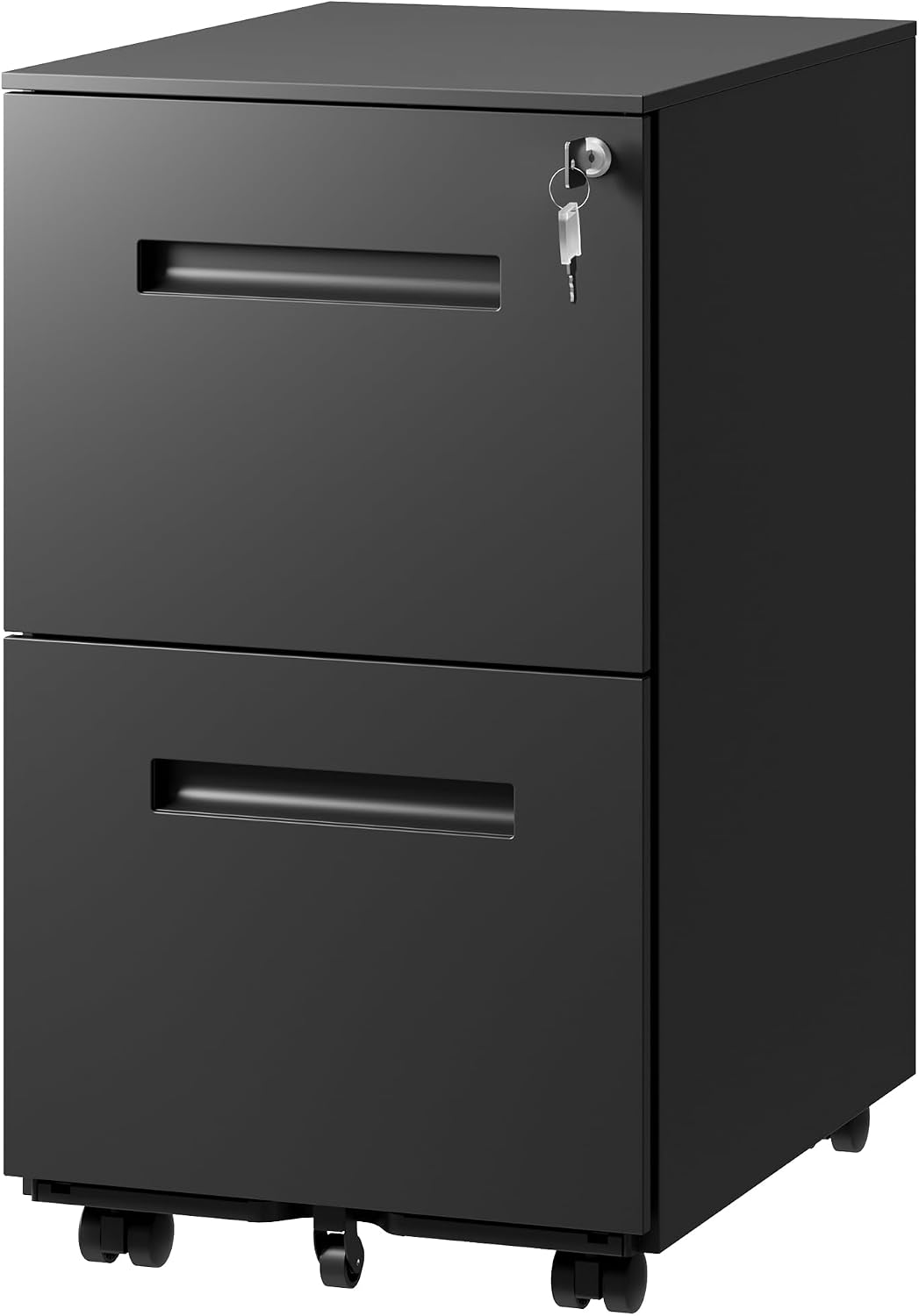 DEVAISE 2 Drawer Mobile File Cabinet with Lock, Commercial Vertical Metal Filing Cabinet for Home Office, Fully Assembled Except Casters, White