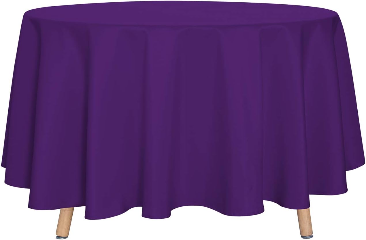 sancua 6 Pack Round Tablecloth 120 Inch White, Stain and Wrinkle Resistant Table Cloth - Washable Polyester Table Cover for Dining Tables