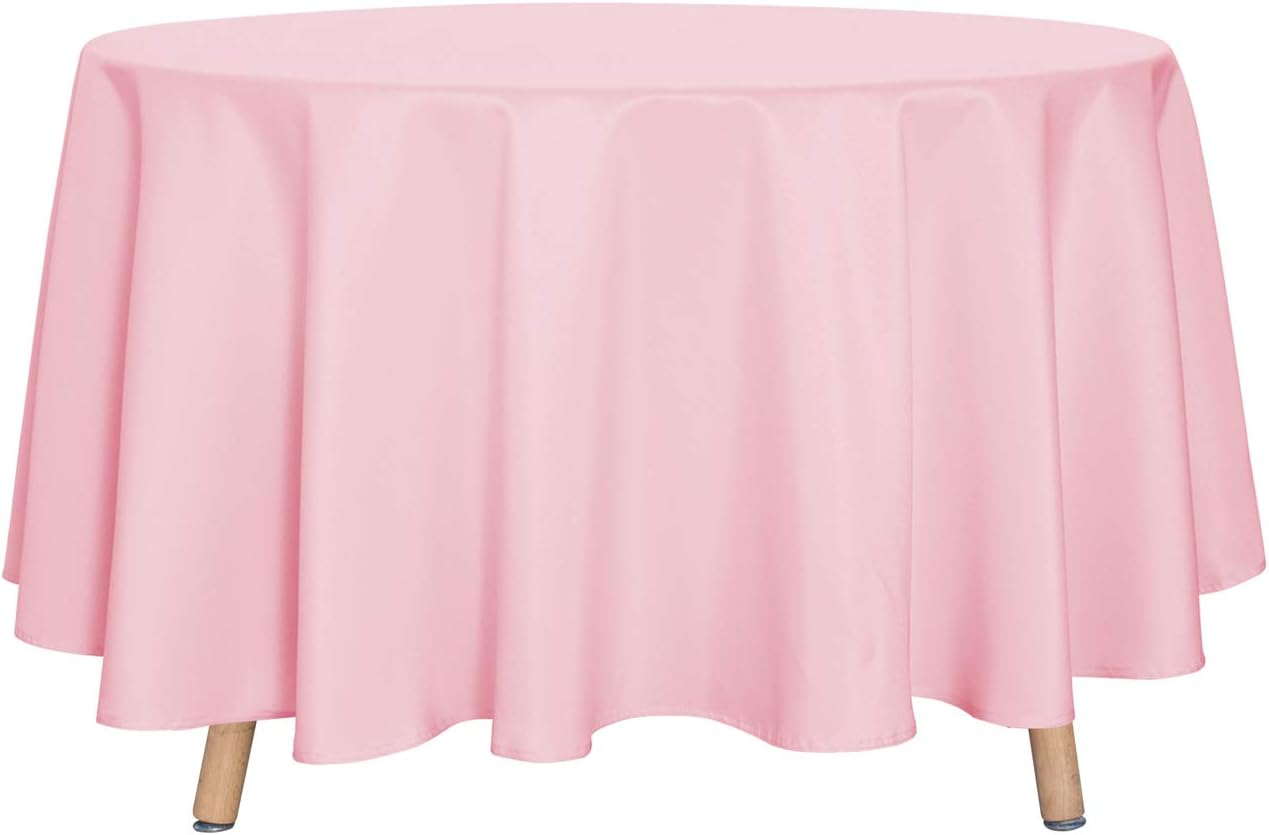 sancua 6 Pack Round Tablecloth 120 Inch White, Stain and Wrinkle Resistant Table Cloth - Washable Polyester Table Cover for Dining Tables