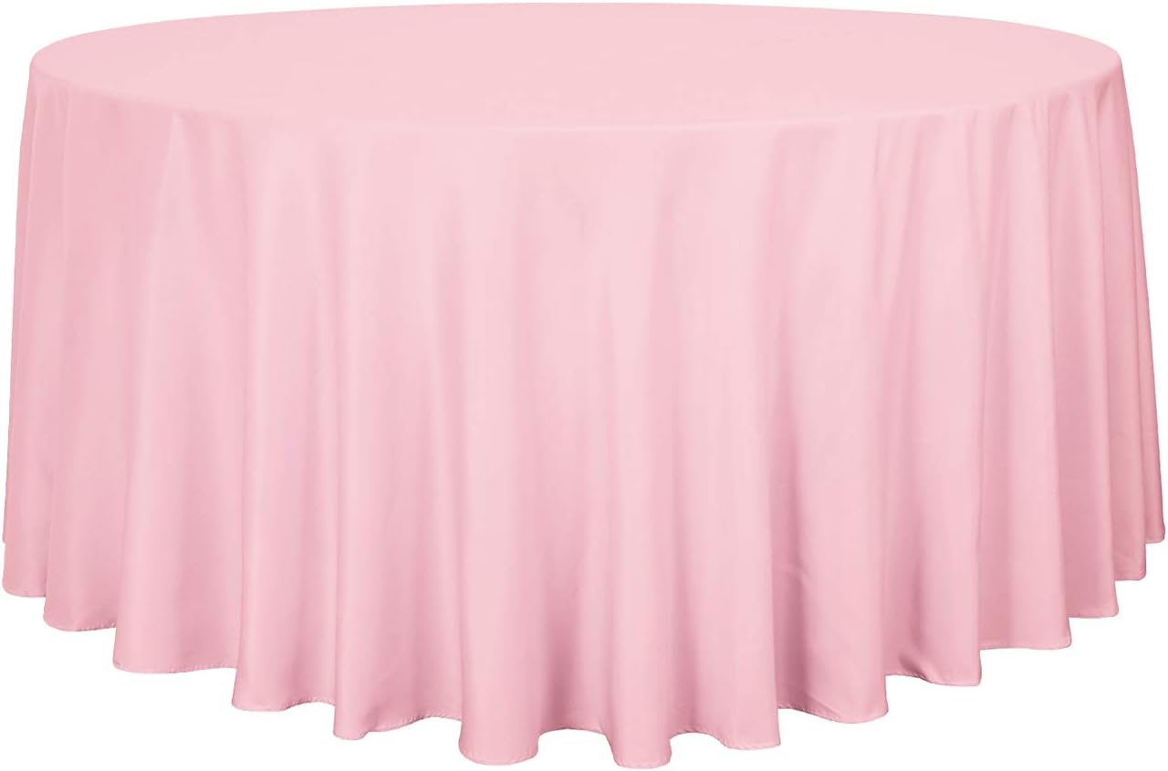 sancua 6 Pack Round Tablecloth 120 Inch White, Stain and Wrinkle Resistant Table Cloth - Washable Polyester Table Cover for Dining Tables