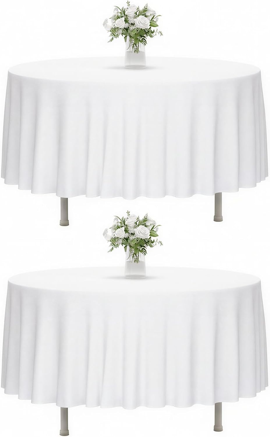 Fixwal 120 Inch Black Round Tablecloth, 6 Pack Round Table Cloth Polyester Fabric Washable Table Covers for New Year Decorations, Party, Banquet