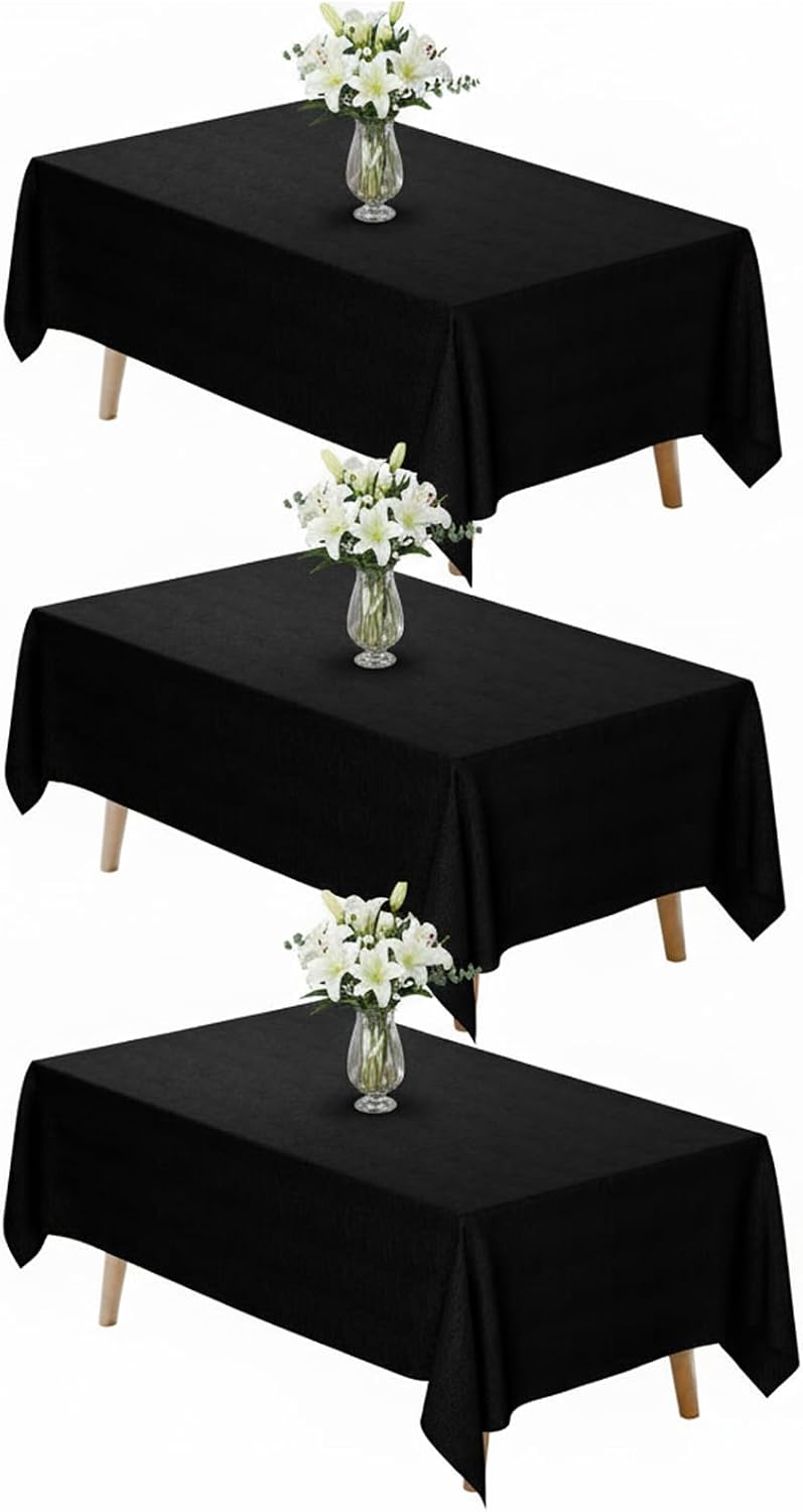 Fixwal 120 Inch Black Round Tablecloth, 6 Pack Round Table Cloth Polyester Fabric Washable Table Covers for New Year Decorations, Party, Banquet