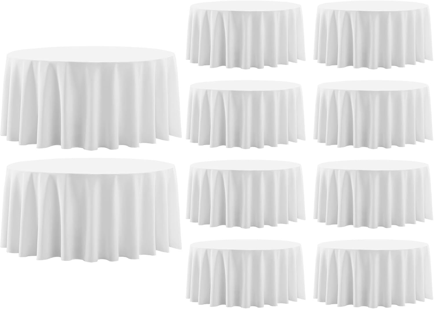 Aocoz Round Tablecloth 120 Inch 6 Pack White Tablecloths Washable Decorative Linen Polyester Table Clothes Cover for Dining Table Banquets Buffet