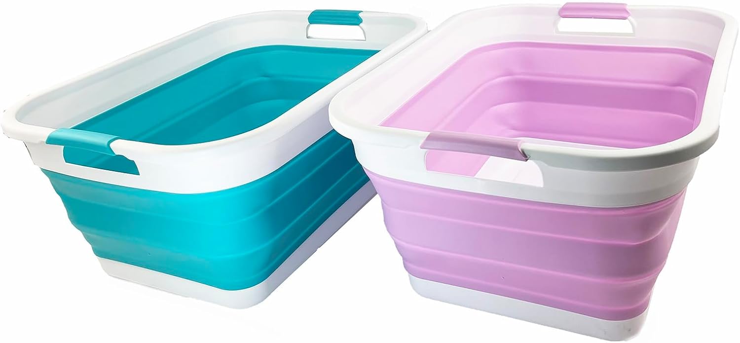 SAMMART 41L (10.8 gallon) Collapsible Plastic Laundry Basket-Foldable Pop Up Storage Container/Organizer-Portable Washing Tub-Space Saving Hamper