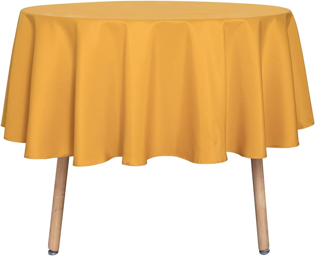 sancua 6 Pack Round Tablecloth 120 Inch White, Stain and Wrinkle Resistant Table Cloth - Washable Polyester Table Cover for Dining Tables