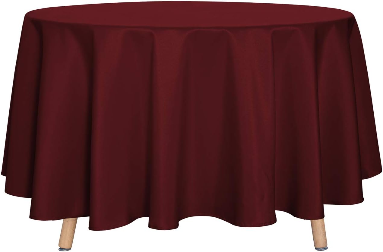 sancua 6 Pack Round Tablecloth 120 Inch White, Stain and Wrinkle Resistant Table Cloth - Washable Polyester Table Cover for Dining Tables