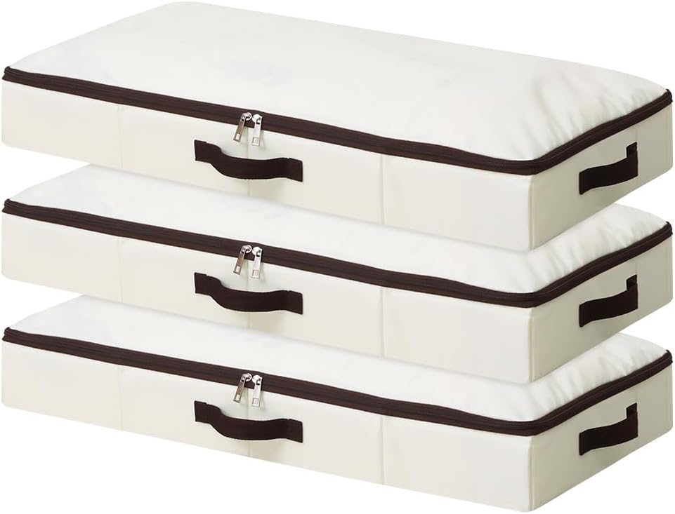 AMJ Large Under Bed Storage Containers, 3 Pack Closet Organizers Bins, Foldable Closet Organizers Storage for Blankets, Towels, Comforter, Sweaters
