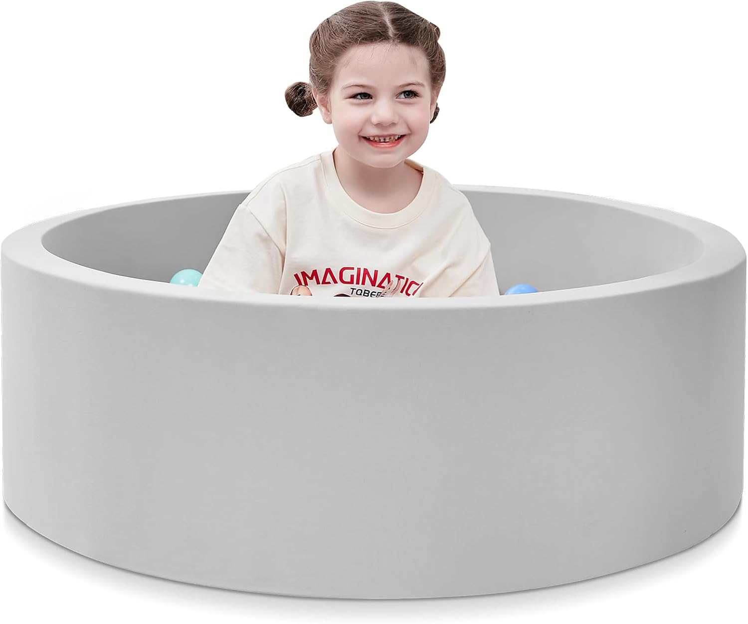 Foam Ball Pit, 47.2"x 13.8" Large Ball Pits for Toddlers-Grey