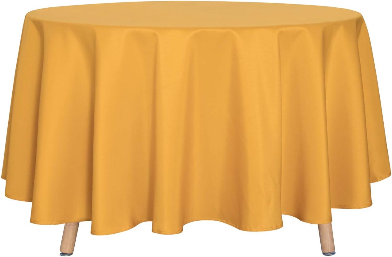 sancua 6 Pack Round Tablecloth 120 Inch White, Stain and Wrinkle Resistant Table Cloth - Washable Polyester Table Cover for Dining Tables