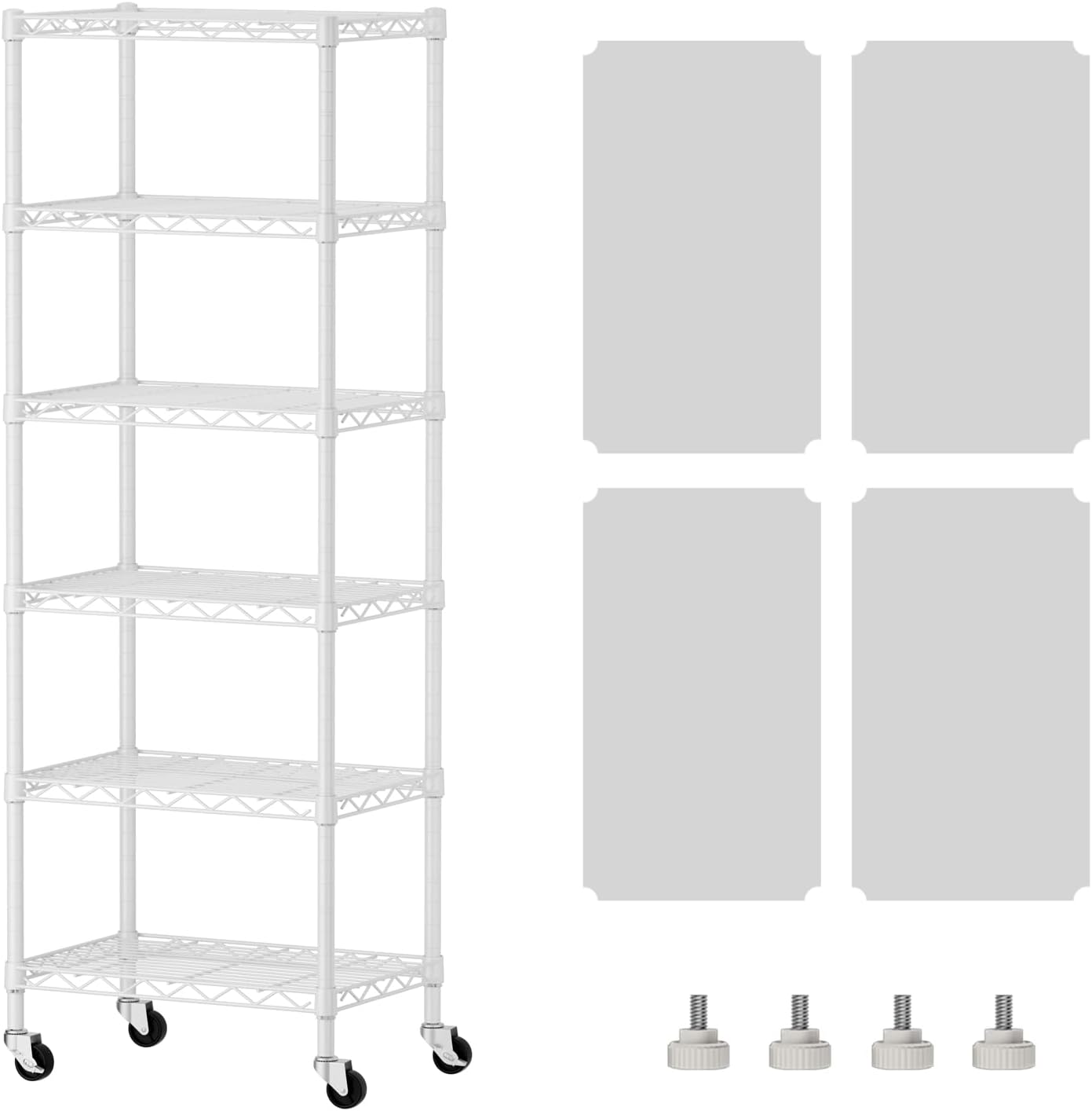5 Shelves Storage Shelf Wire Shelving Unit Metal Adjustable Wheels, Small Shelf Storage with Wheels Organizers Closet Unit for Bathroom Laundry Room