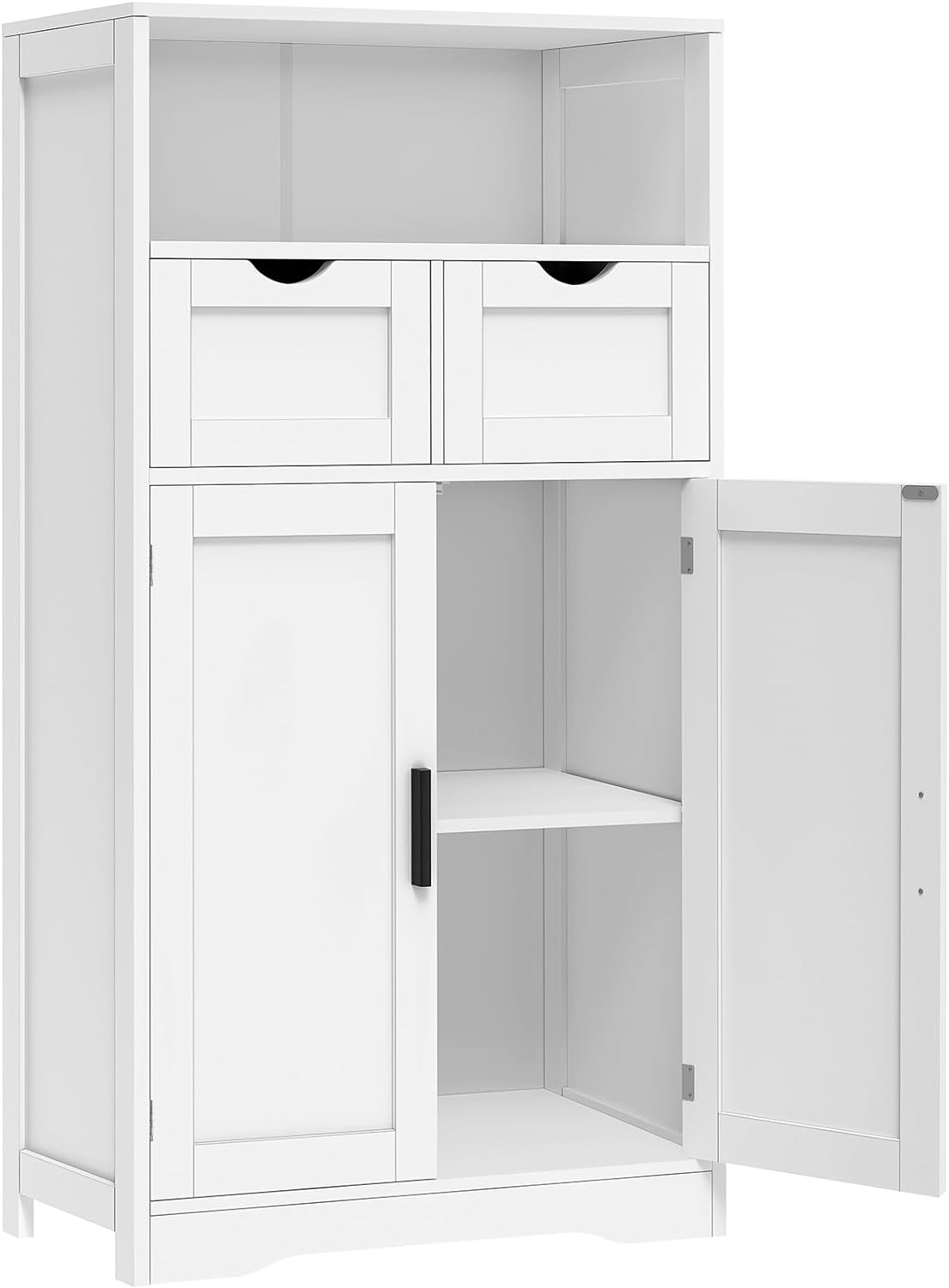 Iwell Storage Cabinet with 2 Drawers and Adjustable Shelves, Cupboard, Floor Cabinet for Living Room, Home Office, Rustic Brown