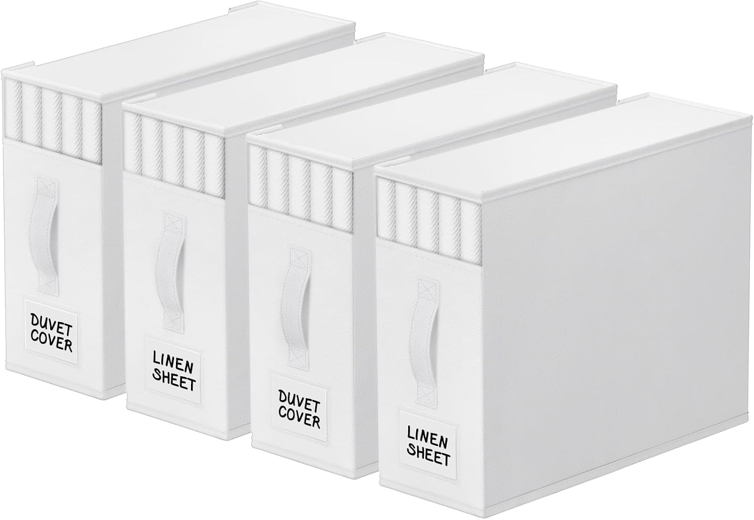 StorageTastic 6 Pack Bed Sheet Closet Organizers and Storage, Sturdy Foldable Storage Containers with Window and Label