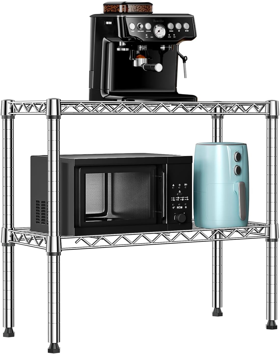 M MZG 5-Shelf Storage Shelves, Wire Shelving Heavy Duty Metal Storage Shelving Unit Adjustable Garage Shelving Rack Pantry Kitchen (Chrome, 4 Tier