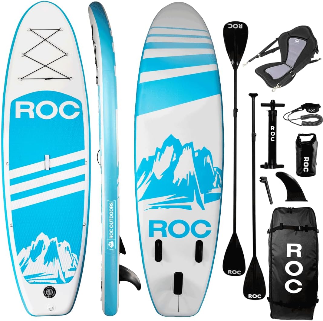 Roc Inflatable Stand Up Paddle Board 10' 6" with Premium SUP Paddle Board Accessories, Wide Stable Design, Non-Slip Comfort Deck for Youth and Adults