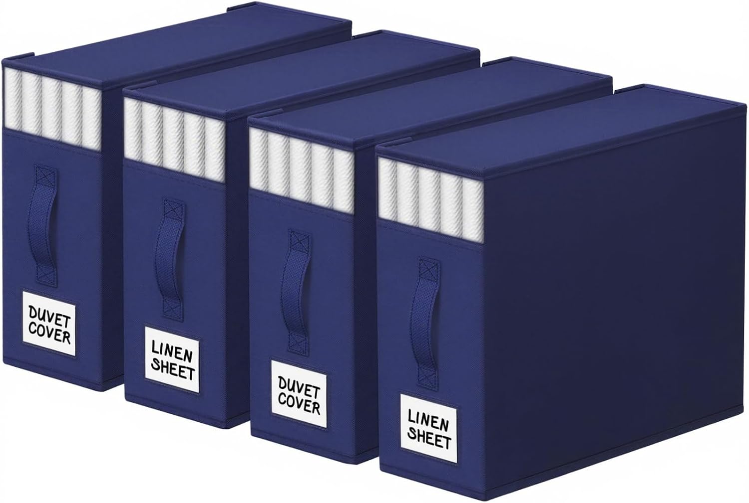 StorageTastic 6 Pack Bed Sheet Closet Organizers and Storage, Sturdy Foldable Storage Containers with Window and Label