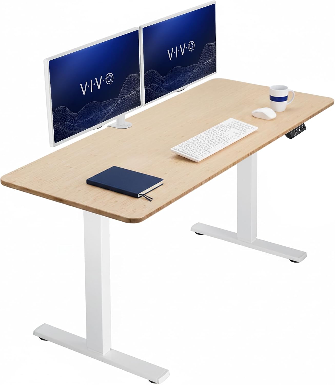 VIVO Electric 63 x 32 in Standing Desk, Memory Height Adjustment, 1B Series, Holds 220 lbs, Dark Walnut Top Black Frame, DESK-KIT-1B1D