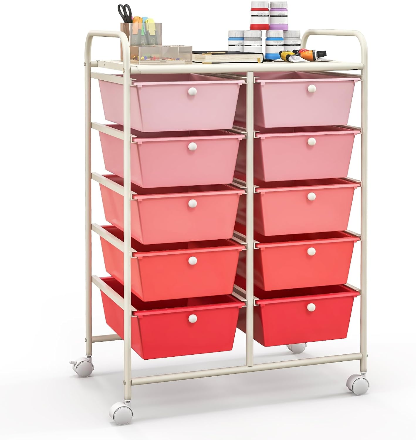 Giantex 15 Drawer Rolling Storage Cart Tools Scrapbook Paper Office School Organizer, Multicolor
