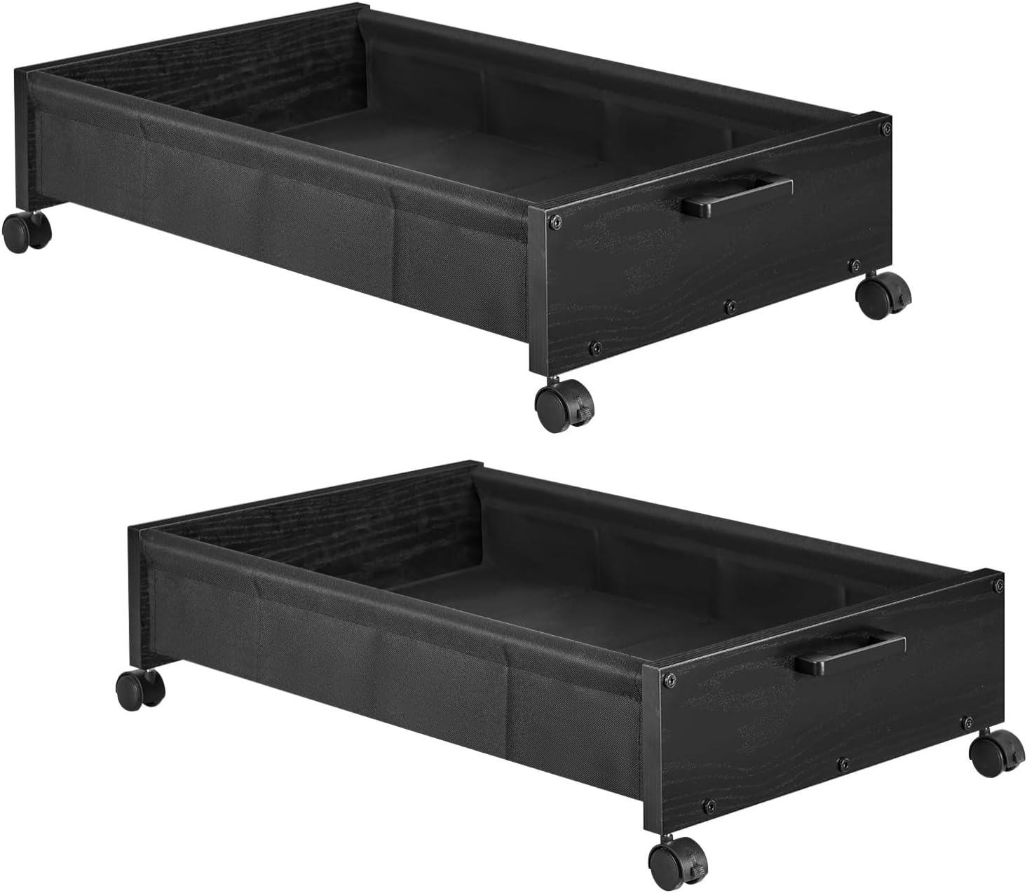 FOUCSSOMEI Under Bed Storage with Wheels, Wooden Under Bed Drawers On Wheels, Rolling Under Bed Shoe Storage, Space Saving, Rustic Brown, 90L