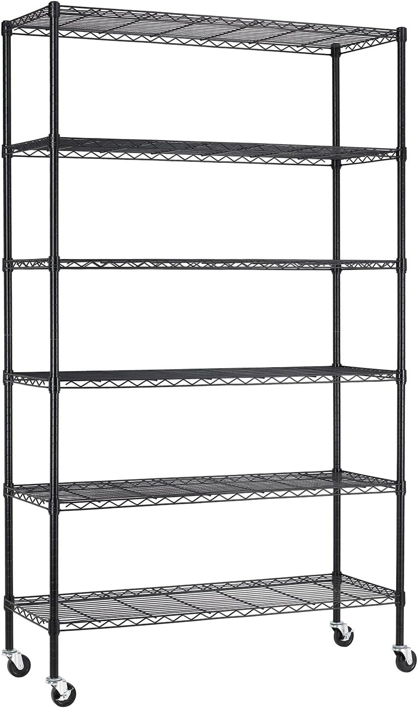 BestOffice, 4-Tier Wire Storage Shelves, 36x14x54, Black, with Adjustable Racks, Heavy-Duty Metal Shelf, Holds Up to 1000 lbs, No-Tool Assembly