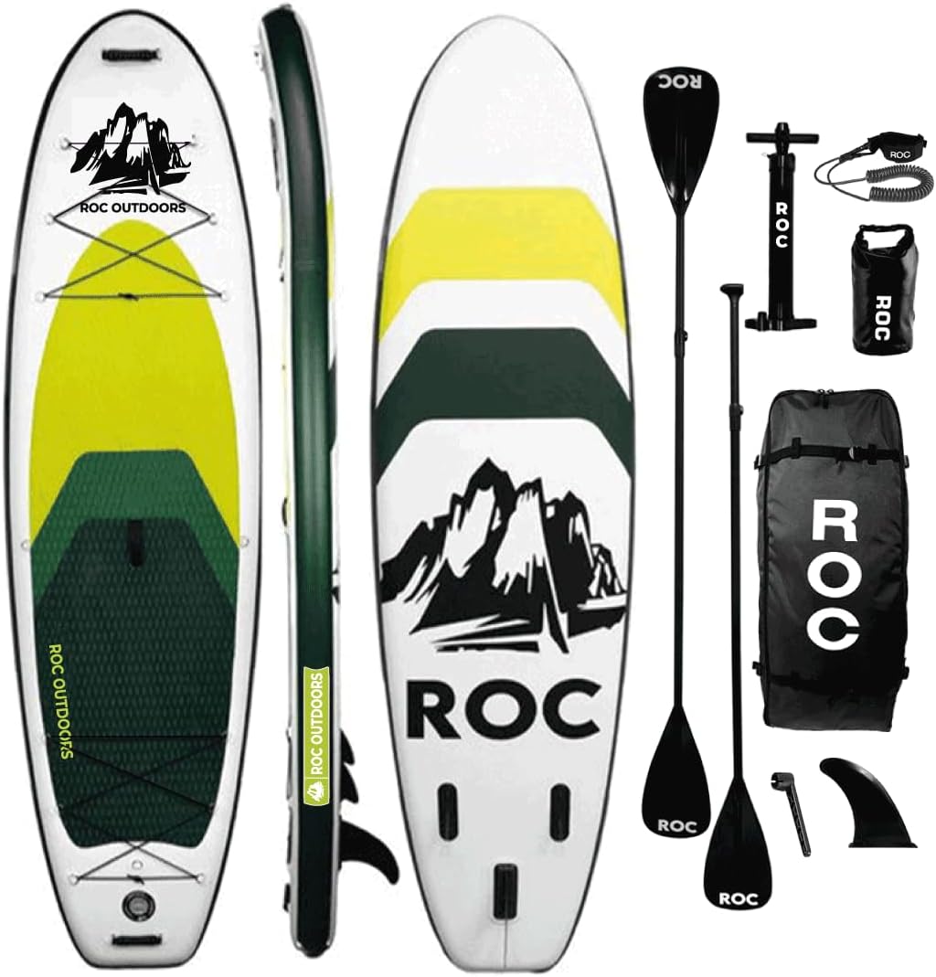 Roc Inflatable Stand Up Paddle Board 10' 6" with Premium SUP Paddle Board Accessories, Wide Stable Design, Non-Slip Comfort Deck for Youth and Adults