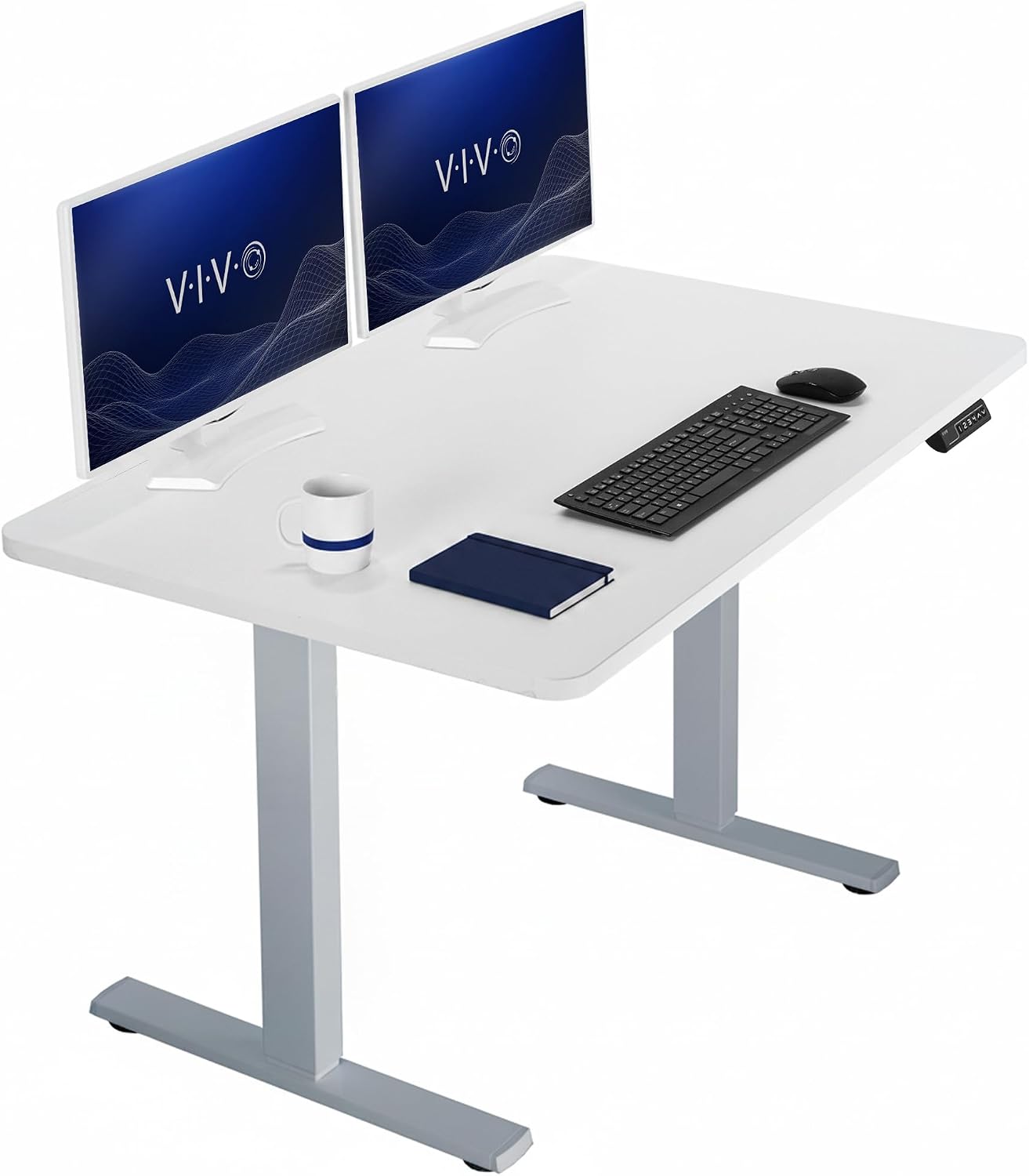 VIVO Electric 63 x 32 in Standing Desk, Memory Height Adjustment, 1B Series, Holds 220 lbs, Dark Walnut Top Black Frame, DESK-KIT-1B1D