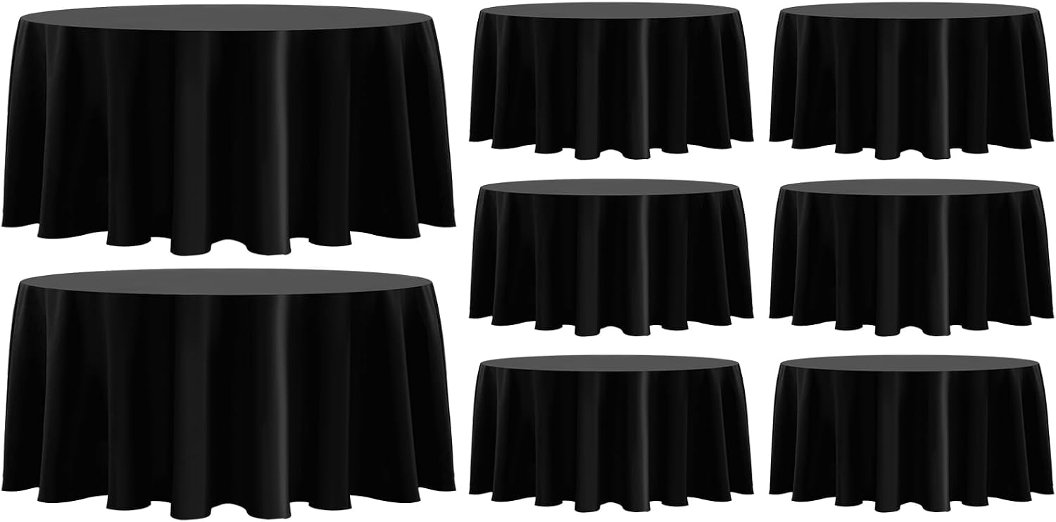 Aocoz Round Tablecloth 120 Inch 6 Pack White Tablecloths Washable Decorative Linen Polyester Table Clothes Cover for Dining Table Banquets Buffet