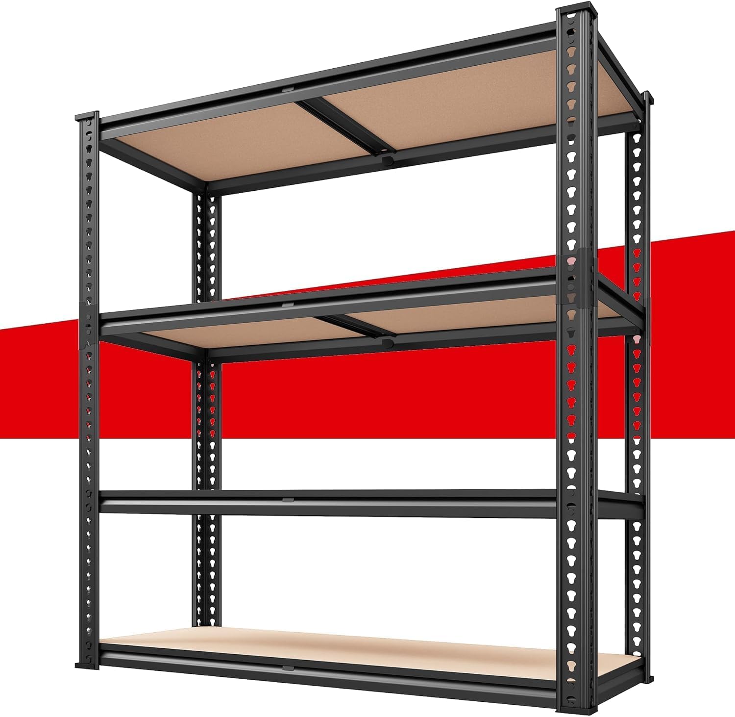 REIBII Galvanized Garage Shelving with PP Boards for Pantry Office Garage, Freestanding, Rustproof, Adjustable, Detachable, 5-Tier, Easy Assembly