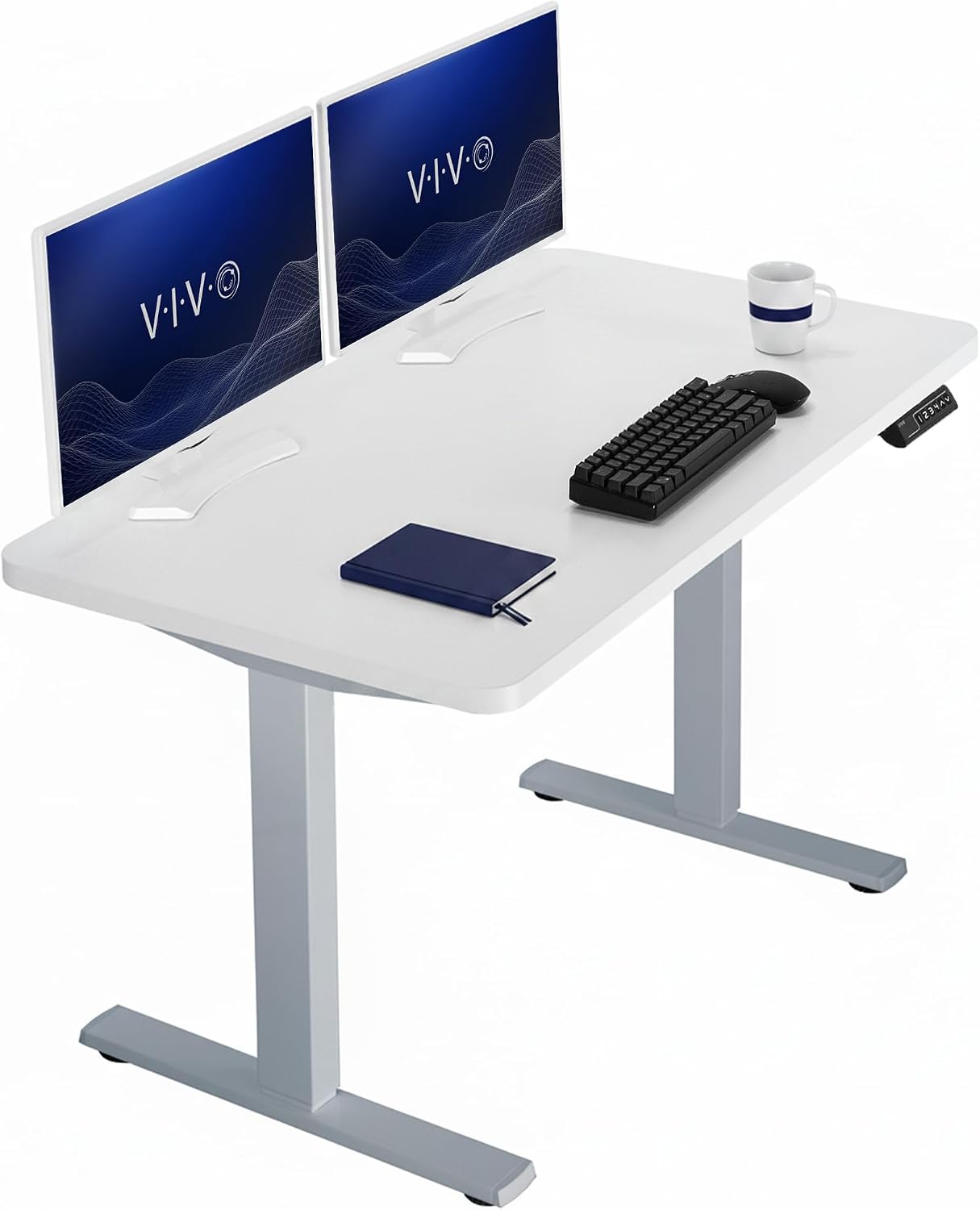 VIVO Electric 63 x 32 in Standing Desk, Memory Height Adjustment, 1B Series, Holds 220 lbs, Dark Walnut Top Black Frame, DESK-KIT-1B1D