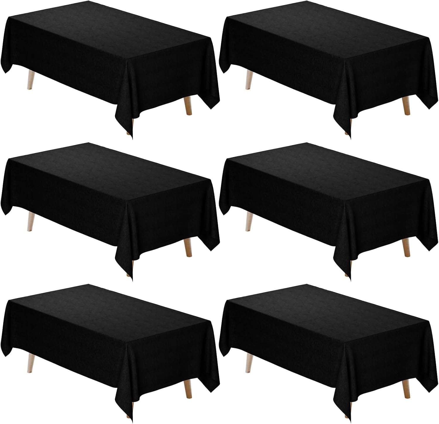 Fixwal 120 Inch Black Round Tablecloth, 6 Pack Round Table Cloth Polyester Fabric Washable Table Covers for New Year Decorations, Party, Banquet