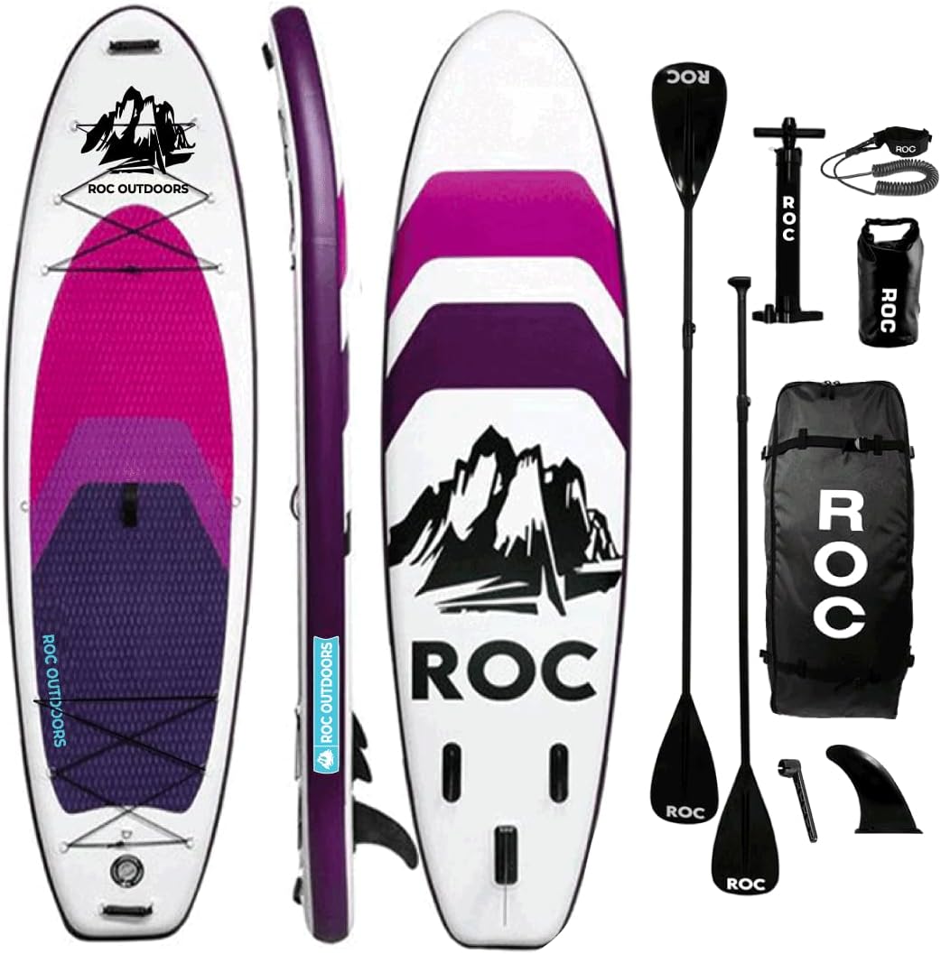 Roc Inflatable Stand Up Paddle Board 10' 6" with Premium SUP Paddle Board Accessories, Wide Stable Design, Non-Slip Comfort Deck for Youth and Adults