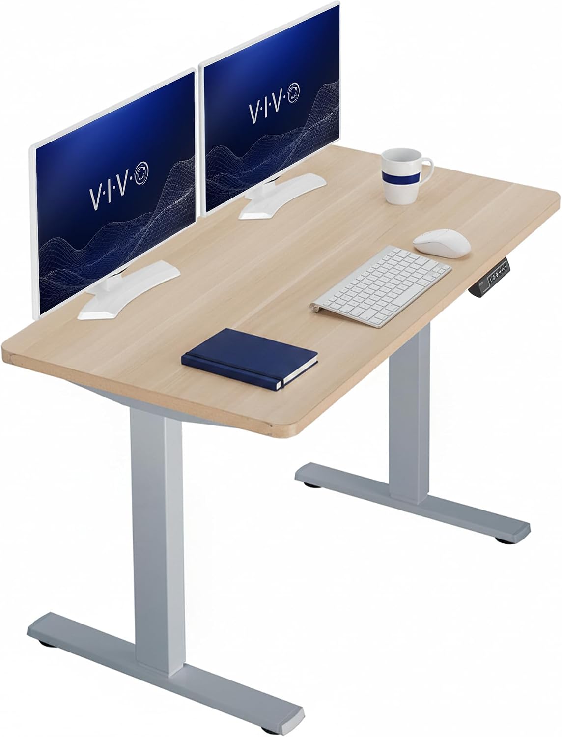 VIVO Electric 63 x 32 in Standing Desk, Memory Height Adjustment, 1B Series, Holds 220 lbs, Dark Walnut Top Black Frame, DESK-KIT-1B1D