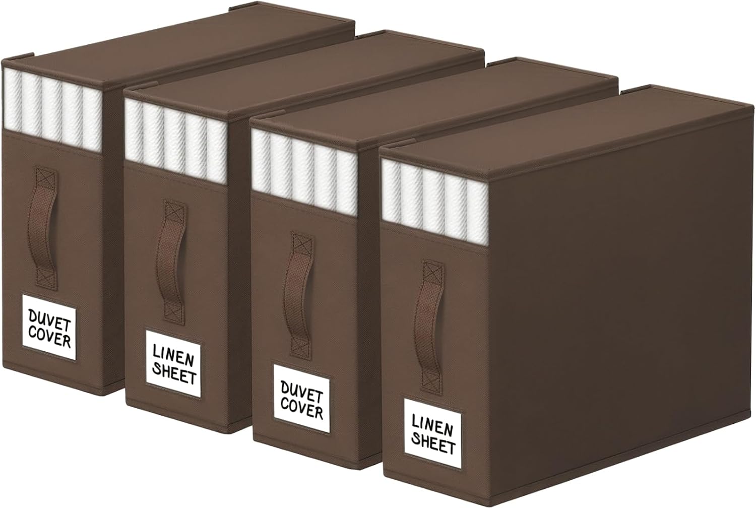 StorageTastic 6 Pack Bed Sheet Closet Organizers and Storage, Sturdy Foldable Storage Containers with Window and Label