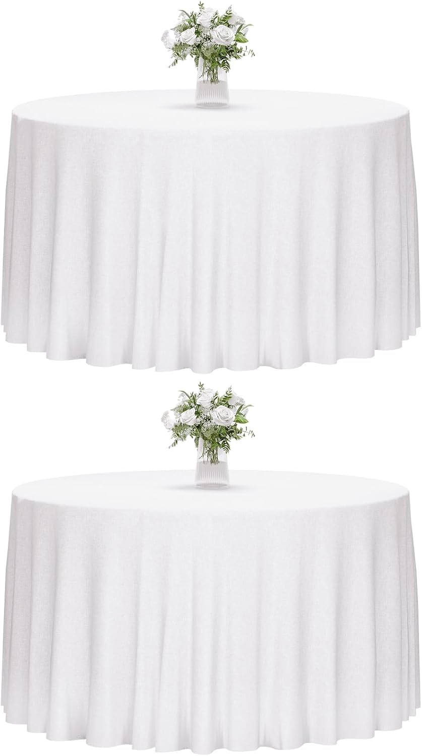 Fixwal 120 Inch Black Round Tablecloth, 6 Pack Round Table Cloth Polyester Fabric Washable Table Covers for New Year Decorations, Party, Banquet