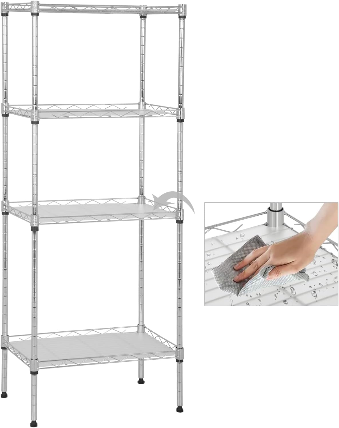 Heavy Duty 6 Tier Shelving Unit Adjustable 6000Lbs Capacity Steel Storage Rack 18" x 48 x 76 Mobile Shelves Wire Shelf Silver Rolling Utility Cart for