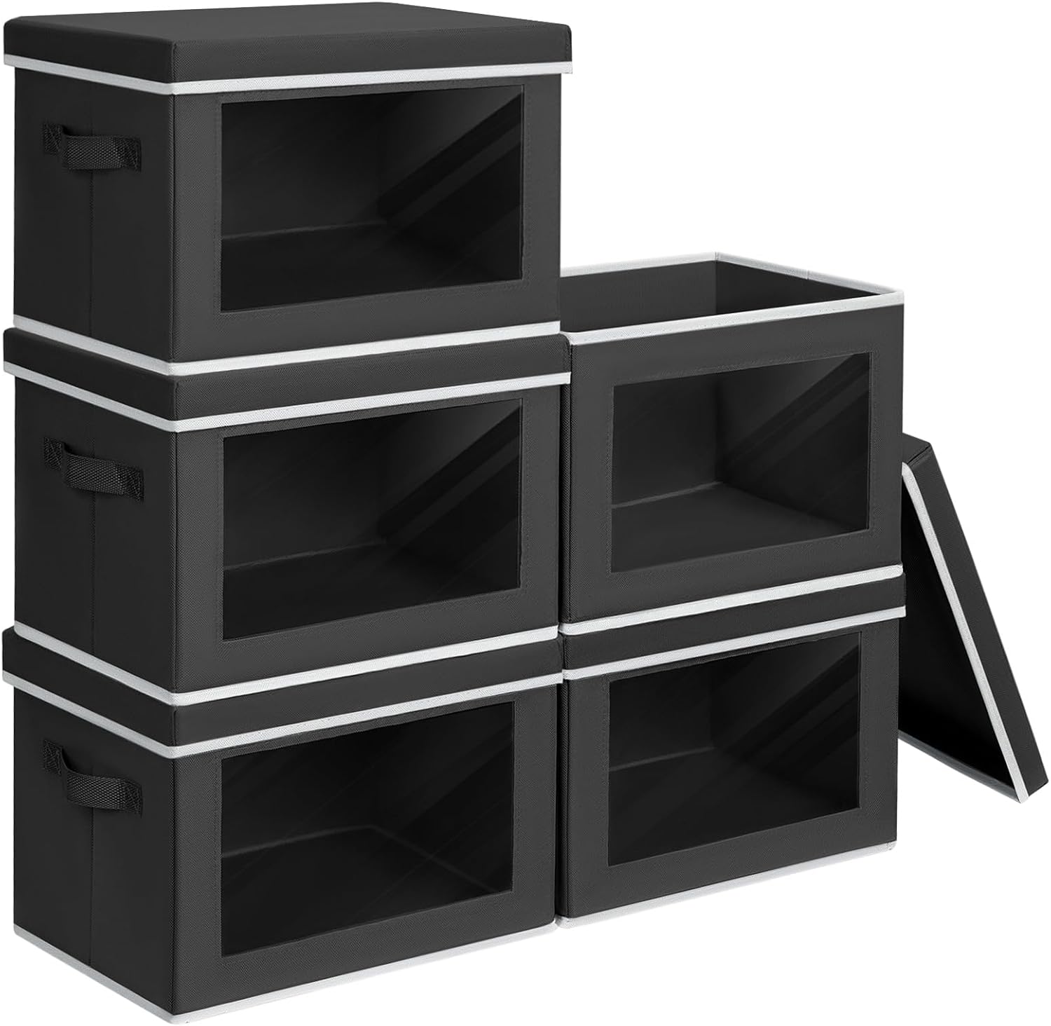 Homsorout Storage Bins with Lids - Large Decorative Basket with Lids, Fabric Foldable Closet Organizer Bins, Stackable Shelf Organizer for Living Room