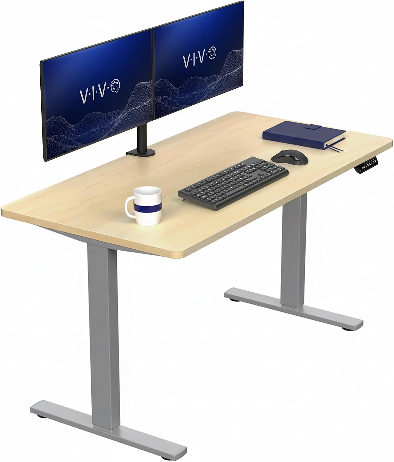 VIVO Electric 63 x 32 in Standing Desk, Memory Height Adjustment, 1B Series, Holds 220 lbs, Dark Walnut Top Black Frame, DESK-KIT-1B1D