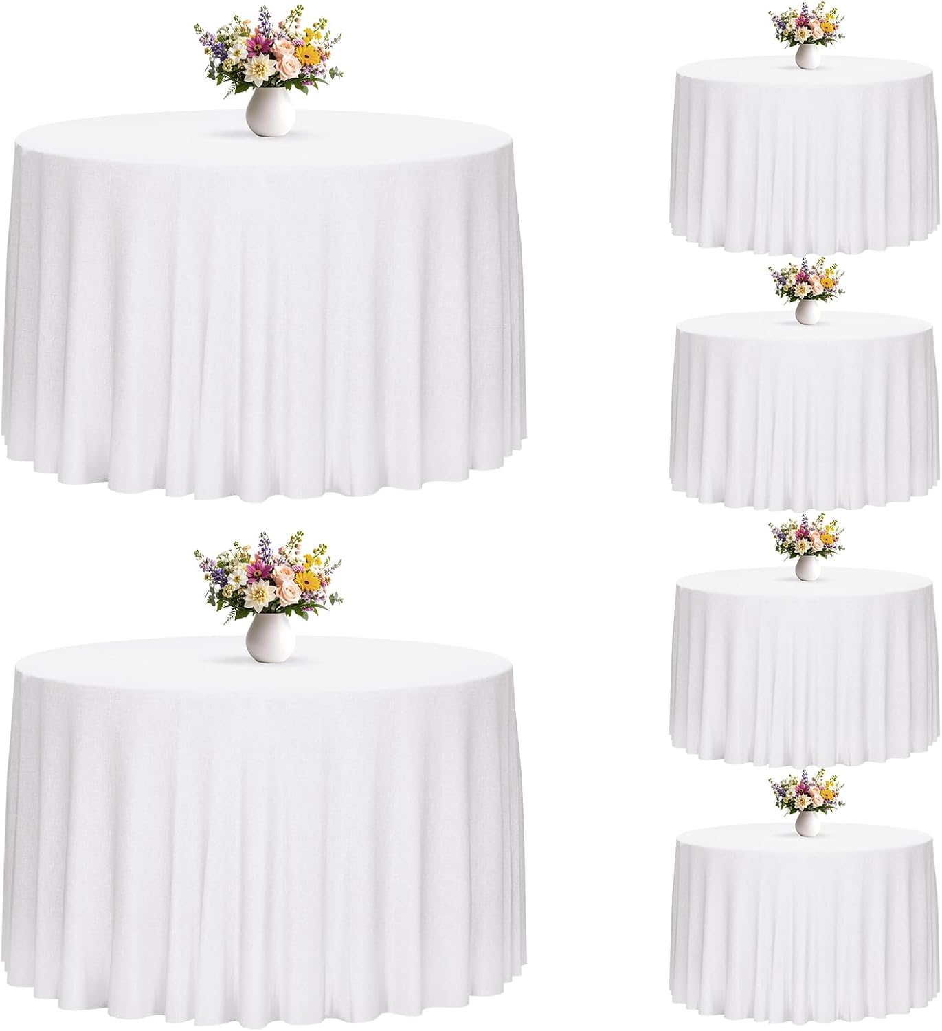 Fixwal 120 Inch Black Round Tablecloth, 6 Pack Round Table Cloth Polyester Fabric Washable Table Covers for New Year Decorations, Party, Banquet