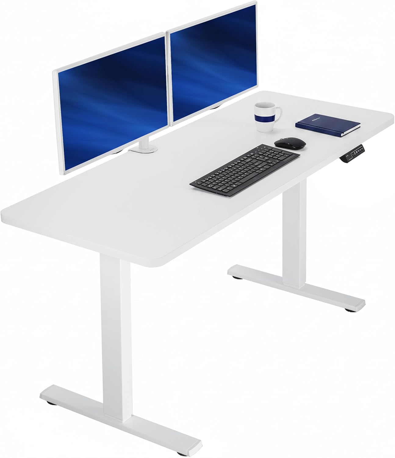 VIVO Electric 63 x 32 in Standing Desk, Memory Height Adjustment, 1B Series, Holds 220 lbs, Dark Walnut Top Black Frame, DESK-KIT-1B1D