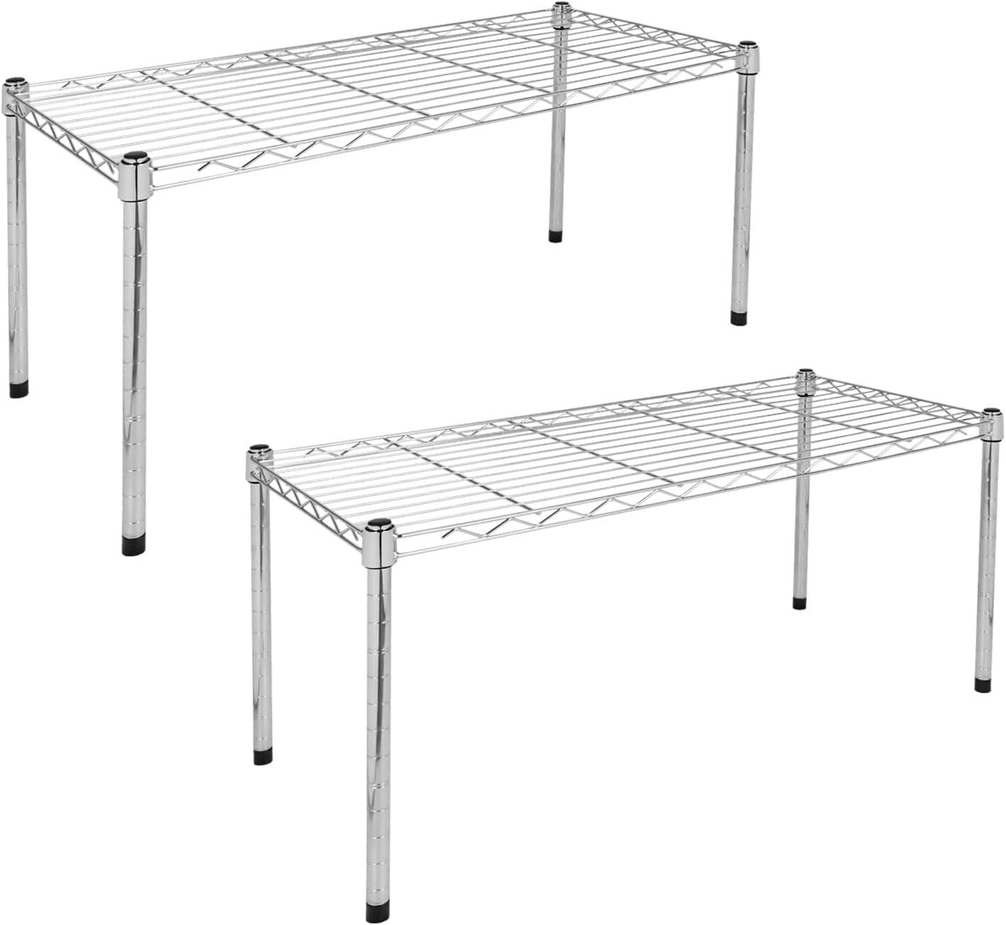 YSSOA Heavy Duty 3-Tier Storage Shelves 750Lb Capacity, 24.02" D x 13.78" W x 21.97" H Shelving Unit for Pantry, Garage, Laundry and Kitchen, Chrome