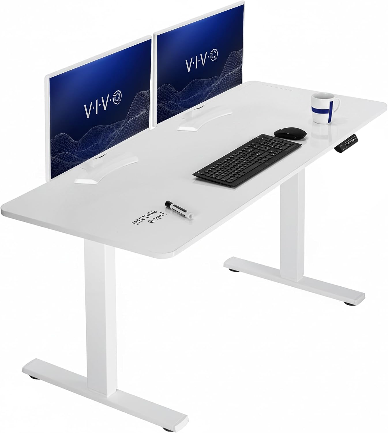 VIVO Electric 63 x 32 in Standing Desk, Memory Height Adjustment, 1B Series, Holds 220 lbs, Dark Walnut Top Black Frame, DESK-KIT-1B1D