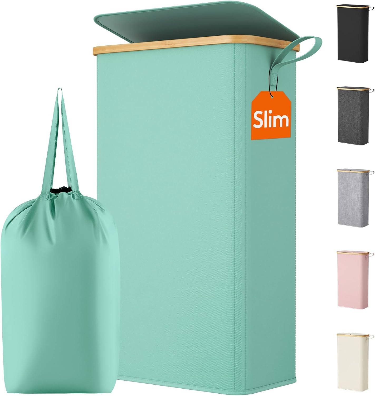 Lifewit 150L Double Laundry Hamper with Lid, Large Laundry Basket with Removable Bag and Bamboo Handles