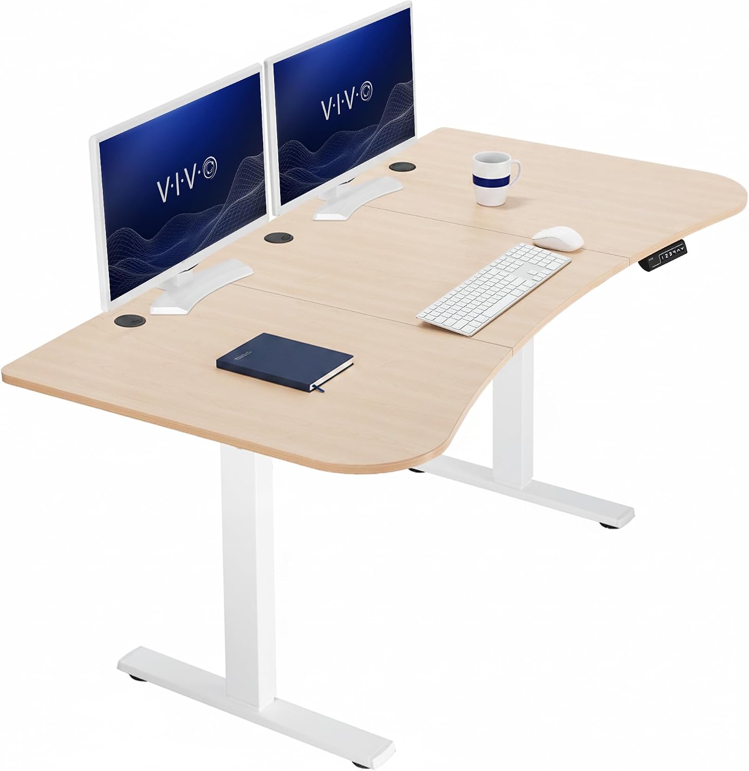 VIVO Electric 63 x 32 in Standing Desk, Memory Height Adjustment, 1B Series, Holds 220 lbs, Dark Walnut Top Black Frame, DESK-KIT-1B1D