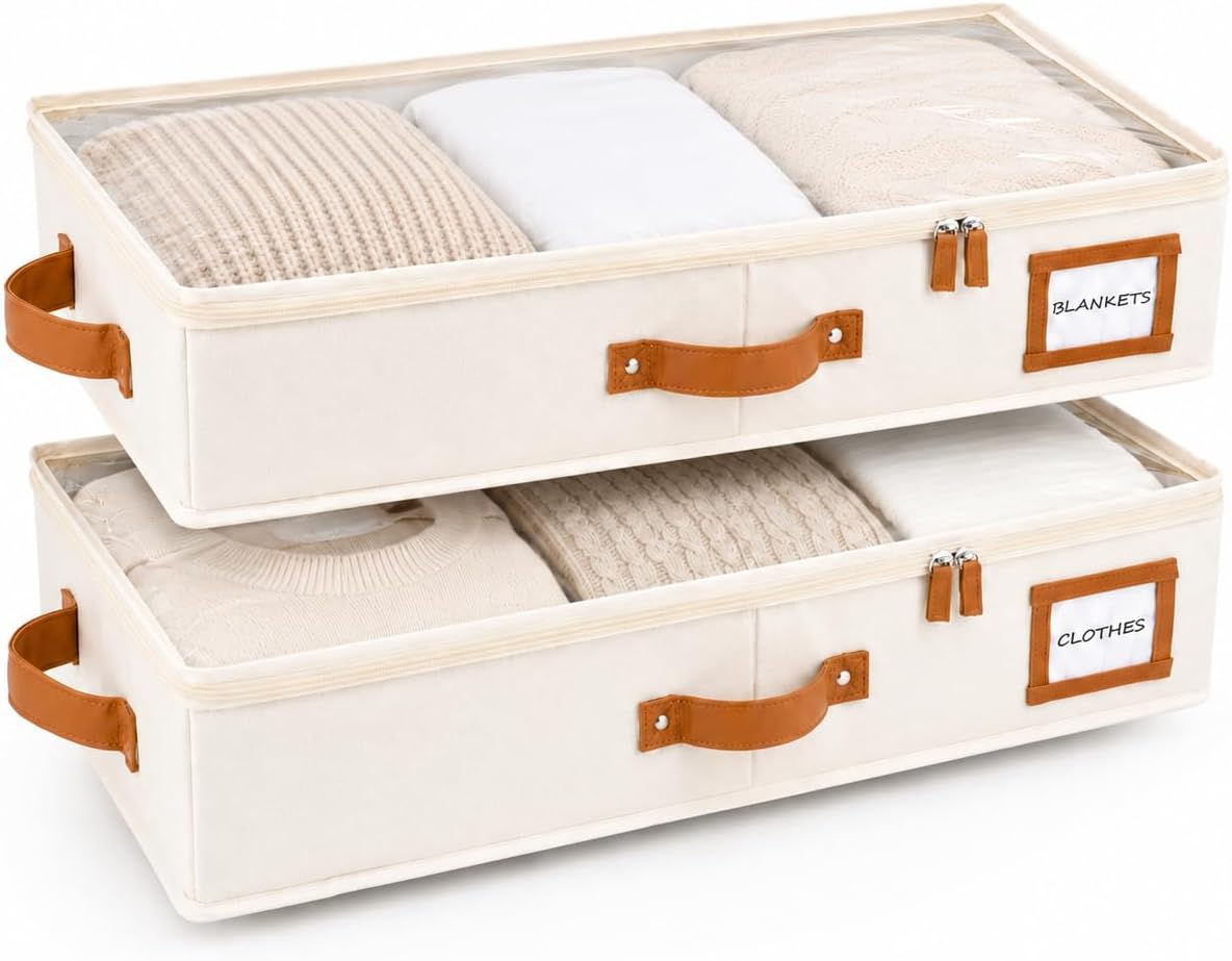 HOMELUX THEORY 2pc Under Bed Storage Containers, Bedroom Under the Bed Drawer Storage Organizer with Bins and Lids